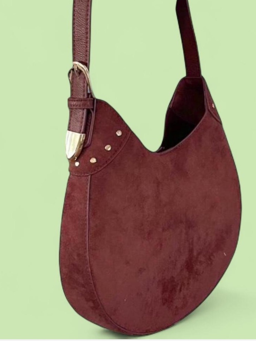 Elegant Burgundy Suede Shoulder Bag